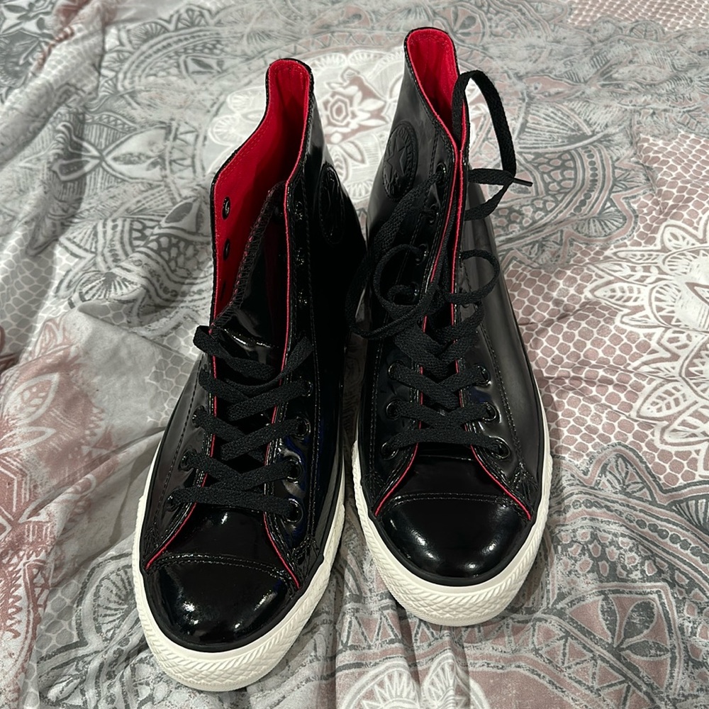 Converse Black and Red High-Top Sneakers